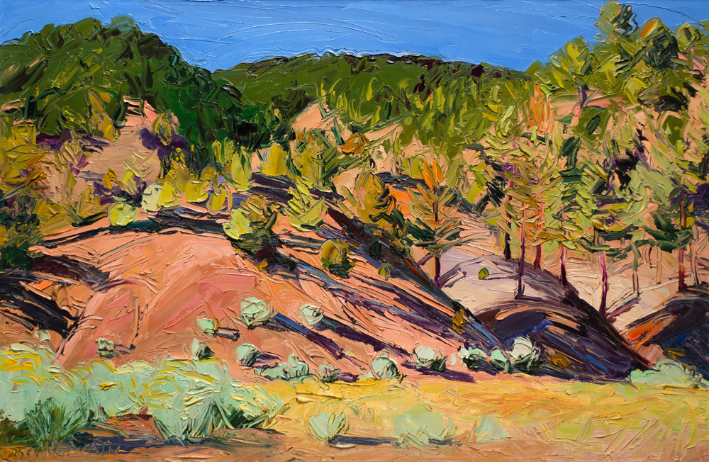 Louisa McElwain, Sunlit Hills with Pine Trees