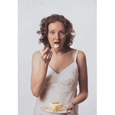Lee Price, Self Portrait in White with Cake