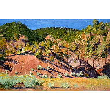 Louisa McElwain, Sunlit Hills with Pine Trees